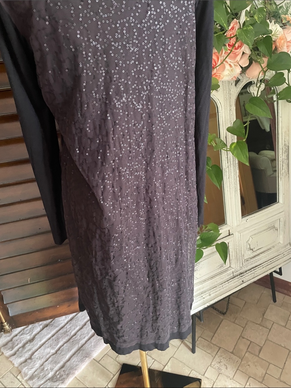 Chan Luu Made in India Sequin Mixed Media Duster Deep Purple Brown Large - Picture 10 of 13